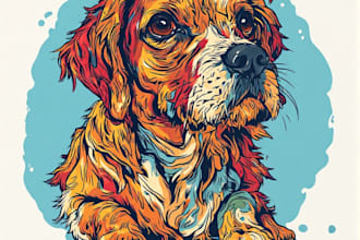 draw custom animal pop art and pet portrait in pop art style