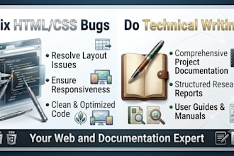 fix HTML CSS bugs and do technical writing