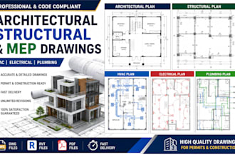 create professional architectural, mep drawings, hvac electrical, plumbing plans