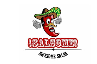 design cartoon barbecue restaurant salsa logo