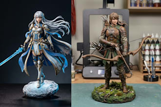 3d print and paint custom figurine, painted miniature,  custom anime figure, stl