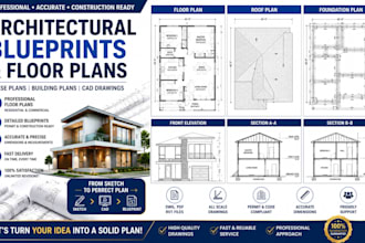 draw professional architectural blueprints, floor plans, site plan ,cad drawings