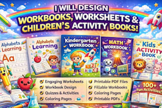 design kids activity book children workbook worksheet coloring book handwriting