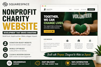 build squarespace website development non profit charity donation landing page