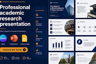 design academic research powerpoint presentation, pitch deck for conferences