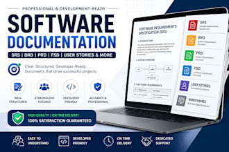 write professional srs, brd, prd, fsd and software documentation