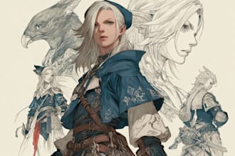 draw your ffxiv character in a high quality digital illustration