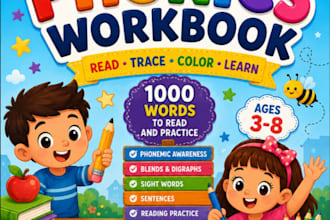 design printable phonics worksheets and workbook for kids