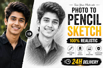 turn your photo into a realistic handmade pencil sketch