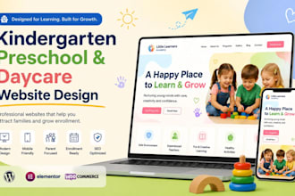build kindergarten website, preschool daycare website or childcare website