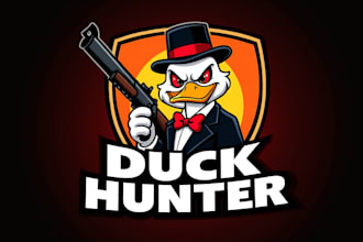 design awesome duck hunter logo with unlimited revision