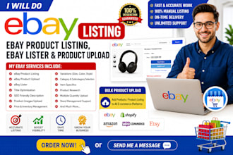 do ebay listing, ebay product listing, ebay lister, and product upload
