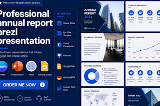 design annual report prezi ppt presentation webinar business companies