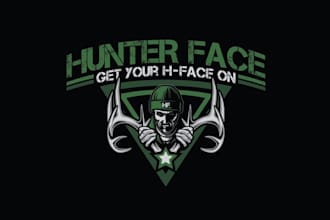 design high quality clothing logo for hunter face