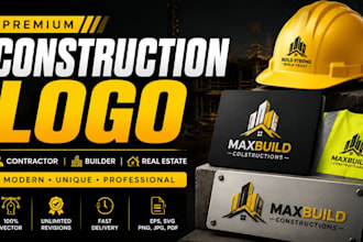 design premium construction logo for contractor, builder and real estate