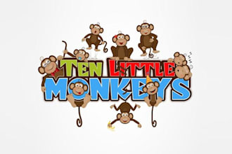 design vibrant ten little monkeys logo