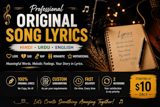 write original hindi, urdu and english song lyrics