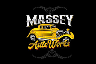 make car hot rod shop logo with auto works