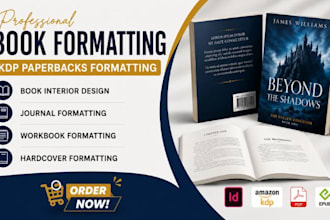 do book interior design, paperback hardcover formatting for journal workbook kdp