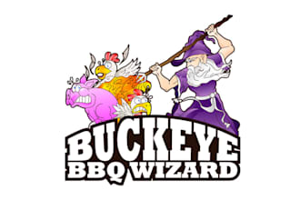 design premium restaurant BBQ wizard logo for you