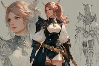 draw a stunning ffxiv character illustration from your warrior of light