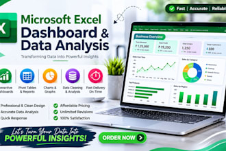 create microsoft excel dashboards, reports and data analysis