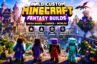 build custom minecraft fantasy builds, mega bases, lobbies and worlds