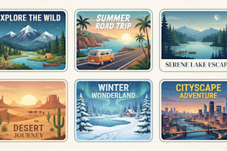 create a landscape, poster and urban vector art illustration