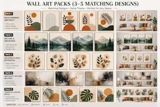 design premium printable wall art packs matching designs