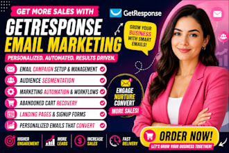 design getresponse email newsletter automation and email marketing landing page