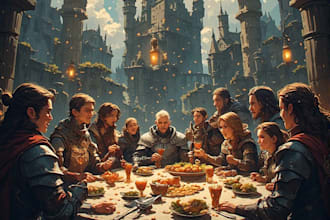 make fantasy dnd party illustration