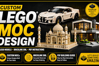 design custom lego moc, 3d lego models, bricklink XML parts and PDF instruction