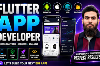 develop a flutter app for android, ios, web and windows