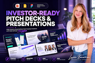 design investor pitch decks, startup decks, and business presentations