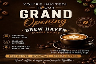 create stunning grand opening invitations and promotional designs