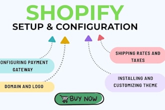 setup shopify payment gateway, domain and logo, shopify shipping rates and tax