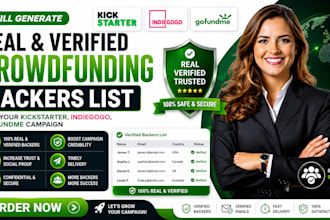 generate real and verified crowdfunding backers list for your kickstarter