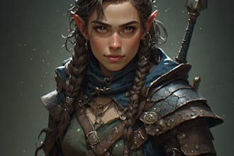 draw fantasy character and dnd digtial painting portrait illustation