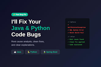 fix bugs and debug your java or python code