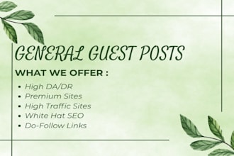 do premium high da guest posting backlink services on UK, USA and german blog
