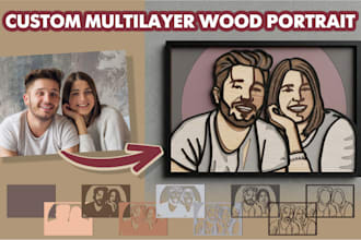 design custom laser cut layered wood portrait 3d vector file