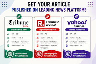 publish your press release on tribune india, republic world and finance yahoo