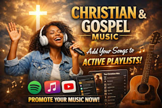 add christian and gospel music to active playlists for music promotion