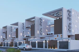 transform 2d drawing into high end residential,villa complex,cgi gated community