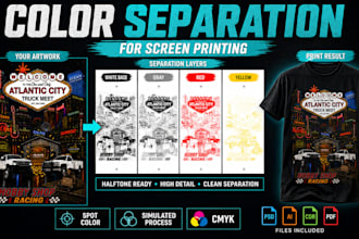 do color separation for screen printing spot simulated  cmyk