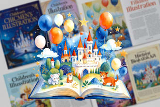 create children book illustration, story book art, and KDP covers