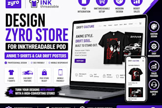 build inkthreadable pod zyro store for anime t shirts and drift posters