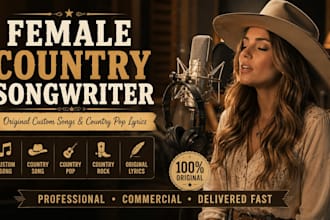 be your female songwriter for custom country pop lyrics and country rock