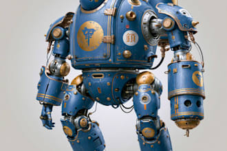 do anime style mecha robot illustrations
