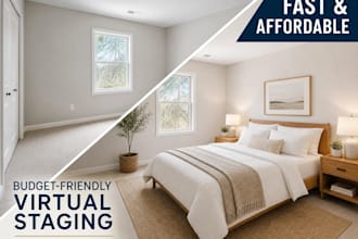 do fast virtual staging and furniture placement for 1 photo